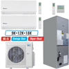 Klimaire 36,000 BTU 3-Zone Hyper Heat Wall Mount - Air Handler Mini Split Heat Pump | 20.45 SEER2 | 9k + 12k + 18k | R454B