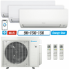 3 - Zone - 24,000 BTU 21 SEER2 Daikin MXM Series Wall Mounted Ductless Mini Split Heat Pump Air Conditioner System 9K + 15K + 15K - 230V | R32 | Wi-Fi Enabled