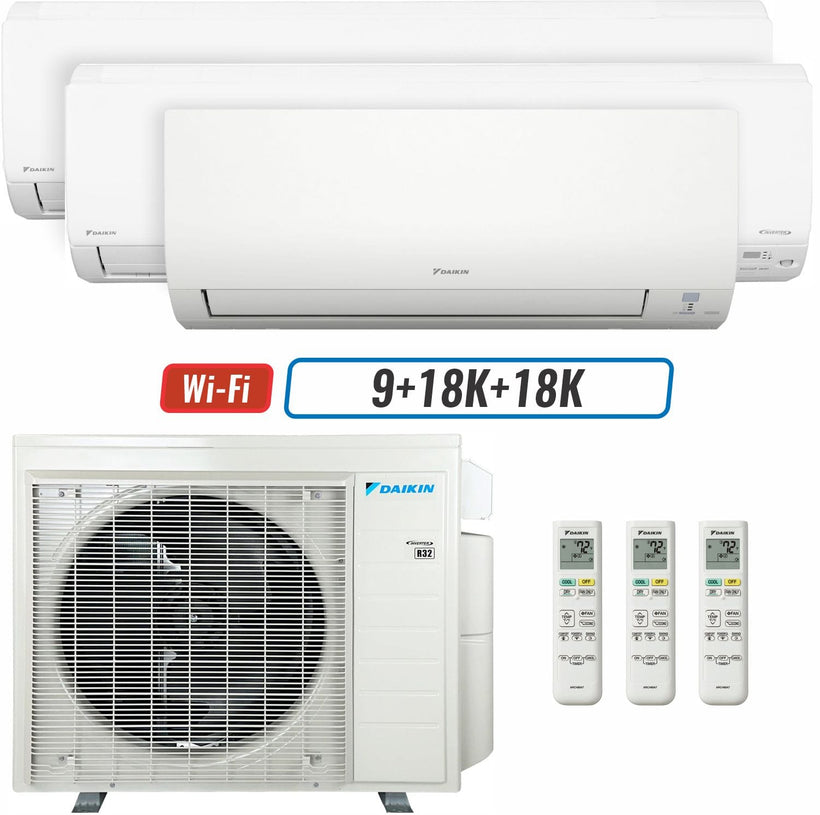 3 - Zone - 36,000 BTU 20 SEER2 Daikin MXM Series Wall Mounted Ductless Mini Split Heat Pump Air Conditioner System 9K + 18K + 18K - 230V | R32 | Wi-Fi Enabled