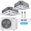 Klimaire 27,000 BTU 2-Zone Ceiling Cassette Mini Split Heat Pump | 23 SEER2 | 9k + 24k | R454B