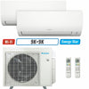 2 - Zone - 24,000 BTU 21 SEER2 Daikin MXM Series Wall Mounted Ductless Mini Split Heat Pump Air Conditioner System 9K + 9K - 230V | R32 | Wi-Fi Enabled