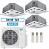 Klimaire 27,000 BTU 3-Zone Ceiling Cassette Mini Split Heat Pump | 23 SEER2 | 9k + 9k + 12k | R454B