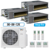 Klimaire 27,000 BTU 3-Zone Ducted Recessed Mini Split Heat Pump | 21 SEER2 | 9k + 9k + 12k | R454B