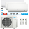 3 - Zone - 24,000 BTU 21 SEER2 Daikin MXM Series Wall Mounted Ductless Mini Split Heat Pump Air Conditioner System 9K + 9K + 15K - 230V | R32 | Wi-Fi Enabled