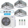 Klimaire 27,000 BTU 3-Zone Ceiling Cassette Mini Split Heat Pump | 23 SEER2 | 9k + 9k + 18k | R454B