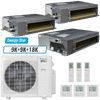 Klimaire 27,000 BTU 3-Zone Ducted Recessed Mini Split Heat Pump | 21 SEER2 | 9k + 9k + 18k | R454B