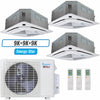 Klimaire 19,000 BTU 3-Zone Hyper Heat Ceiling Cassette Mini Split Heat Pump | 23 SEER2 | 9k + 9k + 9k | R454B
