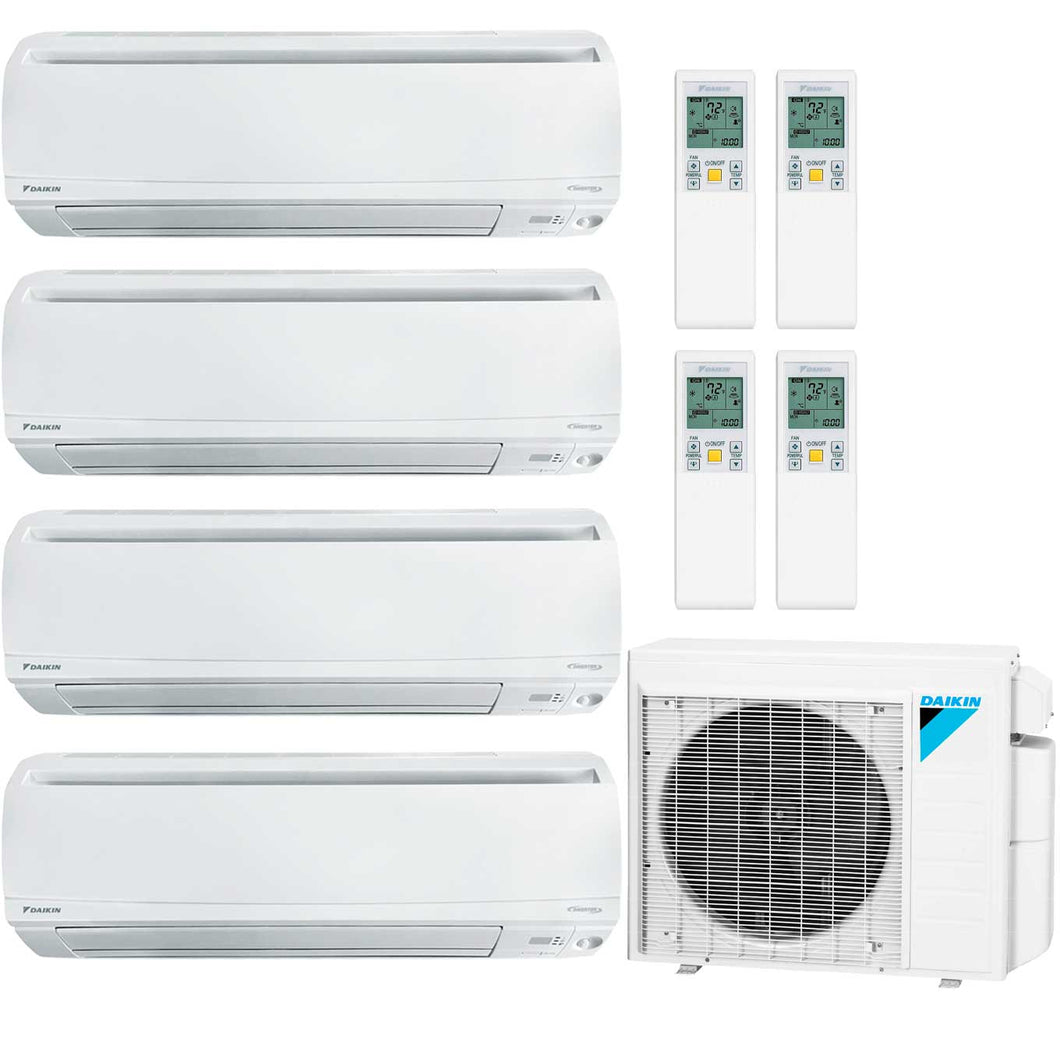 Daikin 4-Zone Wall Mounted Hyper Heat Ductless Mini-Split 36000 BTU Heat Pump Air Conditioner 9k + 9k + 9k + 12k - 20 SEER2