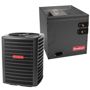 1.5 Ton 14.3 SEER2 R-32 Goodman Air Conditioner + Vertical Coil 17.5" Width 22" Height Upflow/Downflow Installation 1