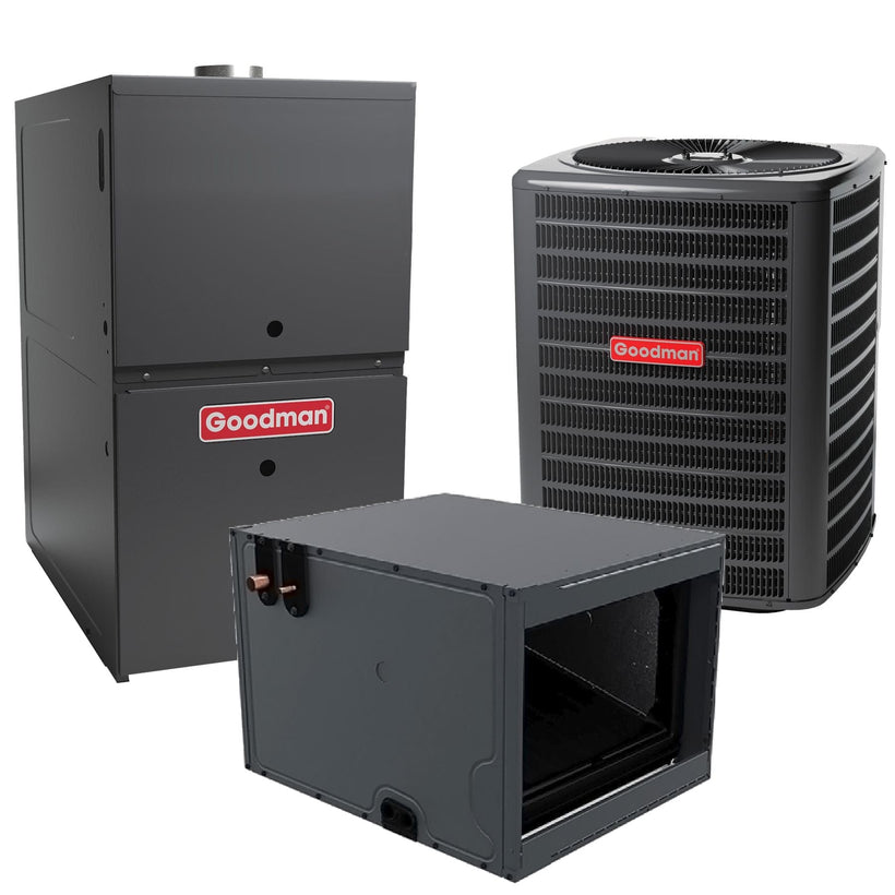 Goodman 2 Ton Cooling 80,000 BTU Heating - Air Conditioner 15.2 SEER2 9-Speed ECM Gas Furnace System 80% AFUE Horizontal Low Nox R-32
