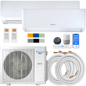 Klimaire DIY 36,000 BTU 2-Zone Regular Heat Wall Mounted Mini Split Heat Pump | 22.5 SEER2 | 12k + 18k | R454B | KMIP