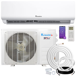 Klimaire 12,000 Btu 17 SEER2 Wall Mounted Single Zone Ductless Mini-Split Heat Pump Air conditioner with 16 Ft. Kit | 230V | R32
