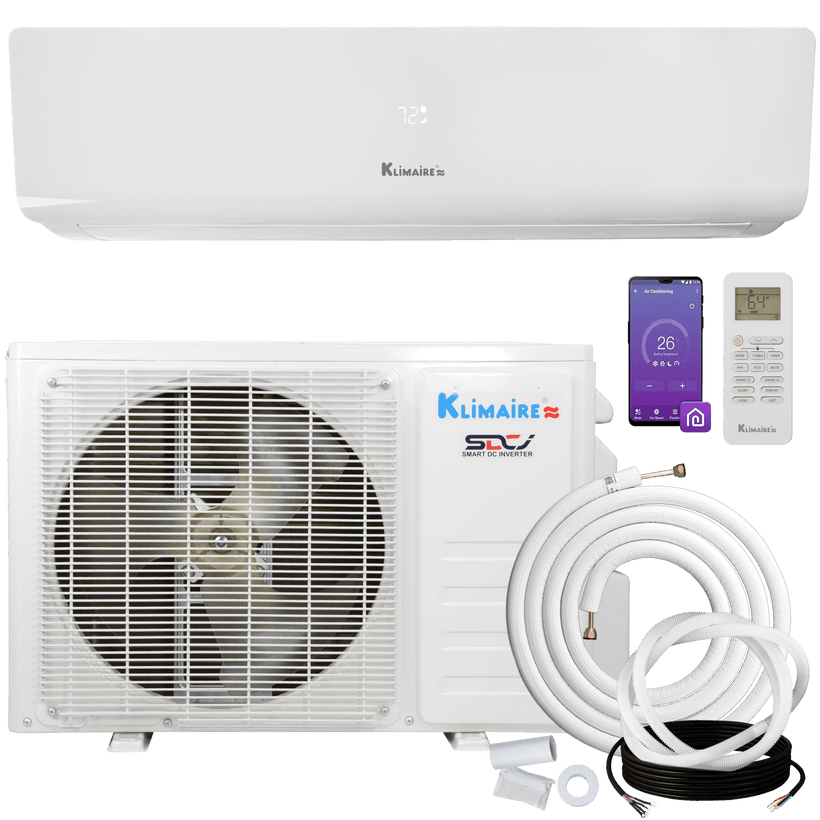 Klimaire 18,000 Btu 17 SEER2 Wall Mounted Single Zone Ductless Mini-Split Heat Pump Air conditioner with 16 Ft. Kit | 230V | R32