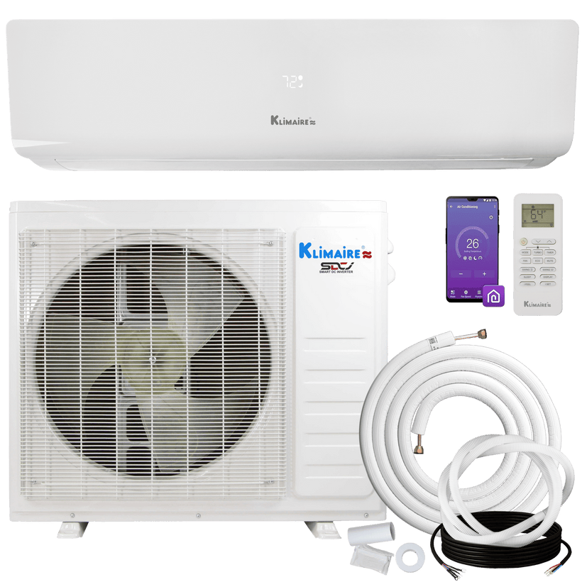 Klimaire 24,000 Btu 17 SEER2 Wall Mounted Single Zone Ductless Mini-Split Heat Pump Air conditioner with 16 Ft. Kit | 230V | R32
