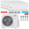 Klimaire 27,000 BTU 4-Zone Hyper Heat Wall Mounted Mini Split Heat Pump | 21 SEER2 | 9k + 9k + 12k + 12k  | R454B