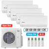 Klimaire 36,000 BTU 5-Zone Hyper Heat Wall Mounted Mini Split Heat Pump | 21.3 SEER2 | 6k + 6k + 9k + 9k  +12k  | R454B