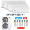 Klimaire 51,000 BTU 6-Zone Hyper Heat Wall Mounted Mini Split Heat Pump | 21.4 SEER2 | 6k + 9k + 9k + 9k + 12k + 24k  | R454B