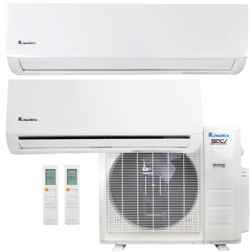 Klimaire 26,000 BTU 2-Zone Regular Heat Wall Mounted Mini Split Heat Pump | 23 SEER2 | 6k + 24k | R454B | KMIR