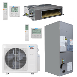 Klimaire 27,000 BTU 2-Zone Regular Heat Ceiling Ducted Air Handler Mini Split Heat Pump | 20.4 SEER2 | 9k + 24k | R454B | KMIR