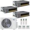 Klimaire 27,000 BTU 3-Zone Regular  Heat Ducted Recessed Mini Split Heat Pump | 21 SEER2 | 9k + 9k + 12k | R454B | KMIR