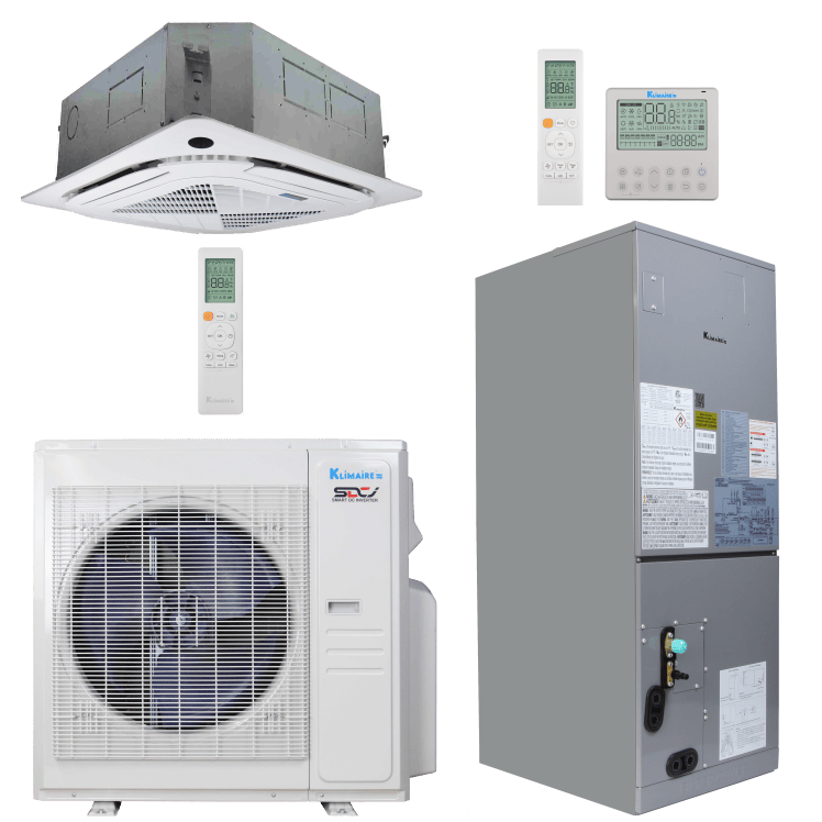 Klimaire 35,000 BTU 2-Zone Regular Heat Ceiling Cassette Air Handler Mini Split Heat Pump | 20 SEER2 | 18k + 18k | R454B | KMIR