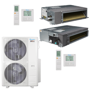 Klimaire 60,000 BTU 2-Zone Regular  Heat Ducted Recessed Mini Split Heat Pump | 18 SEER2 | 12k + 18k | R454B | KMIR