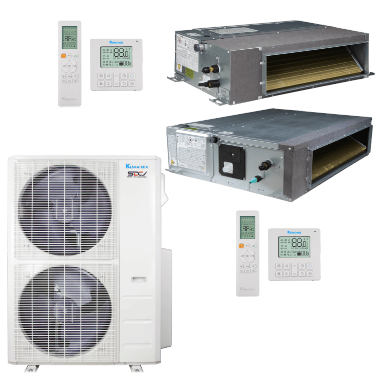 Klimaire 60,000 BTU 2-Zone Regular  Heat Ducted Recessed Mini Split Heat Pump | 18 SEER2 | 12k + 24k | R454B | KMIR