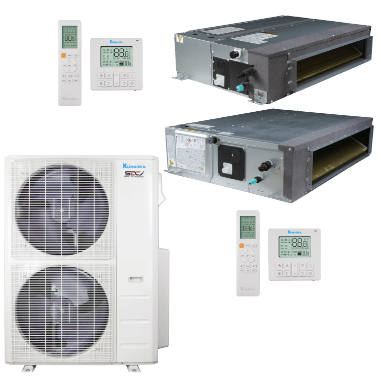 Klimaire 45,000 BTU 2-Zone Regular  Heat Ducted Recessed Mini Split Heat Pump | 20.4 SEER2 | 18k + 24k | R454B | KMIR