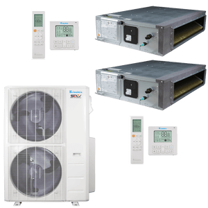 Klimaire 45,000 BTU 2-Zone Regular  Heat Ducted Recessed Mini Split Heat Pump | 20.4 SEER2 | 24k + 24k | R454B | KMIR