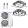 Klimaire 45,000 BTU 2-Zone Regular Heat Ceiling Cassette Mini Split Heat Pump | 24 SEER2 | 24k + 24k | R454B | KMIR