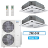 Klimaire 45,000 BTU 2-Zone Ceiling Cassette Mini Split Heat Pump | 24 SEER2 | 24k + 24k | R454B