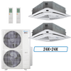 Klimaire 60,000 BTU 2-Zone Ceiling Cassette Mini Split Heat Pump | 19.2 SEER2 | 24k + 24k | R454B