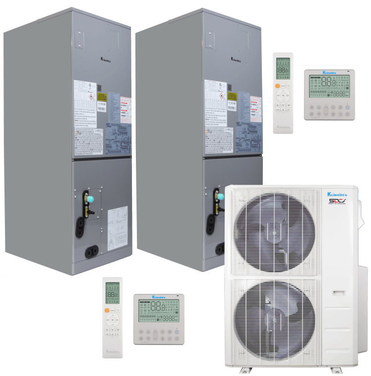 Klimaire 60,000 BTU 2-Zone Regular Heat Ducted Air Handler Split Heat Pump | 18 SEER2 | 18k + 18k | R454B