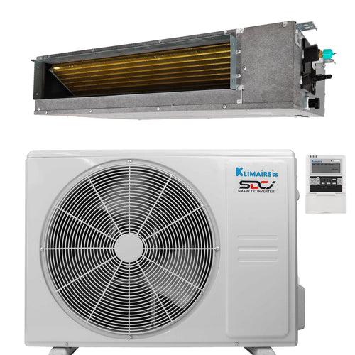 18,000 Btu 20 SEER2 Klimaire Ducted Recessed Mini-split Inverter Air Conditioner Heat Pump System 220V