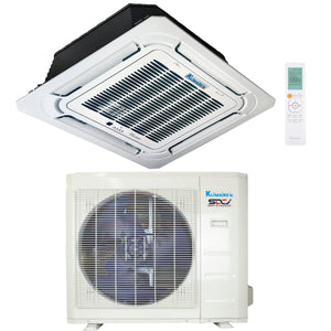 24,000 Btu Klimaire 21.5 SEER Ceiling Cassette Ductless Mini-Split Air Conditioner Heat Pump System 220V 1