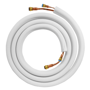 25 ft E-Z Kuick Connect™ Pre-charged Mini Split Line Set – 1/4” x 5/8” with Polarized Plug | Klimaire DIY 24k - 36k  | White insulation