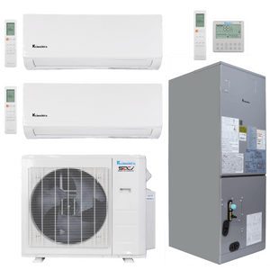 Klimaire 27,400 BTU 3-Zone Regular Heat Wall Mount - Air Handler Mini Split Heat Pump | 20 SEER2 | 9k + 9k + 24k | R454B | KMIR