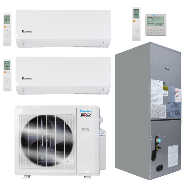 Klimaire 27,000 BTU 3-Zone Hyper Heat Wall Mount - Air Handler Mini Split Heat Pump | 22 SEER2 | 6k + 12k + 24k | R454B | KMHR