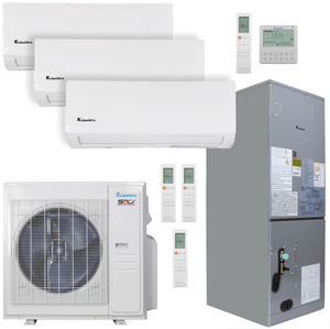 Klimaire 36,000 BTU 4-Zone Regular Heat Wall Mount - Air Handler Mineat Pump | 20.45 SEER2 | 6K + 6k + 12k + 24k | R454B | KMIRi Split H