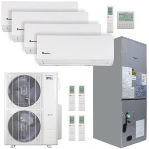 Klimaire 46,000 BTU 4-Zone Regular Heat Wall Mount - Air Handler Mini Split Heat Pump | 20.8 SEER2 | 9k + 12k + 12k + 18k | R454B | KMIR