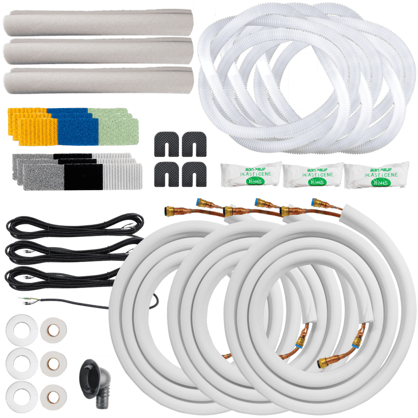 Klimaire DIY 27,000 BTU 3-Zone Regular Heat Wall Mounted Mini Split Heat Pump | 24 SEER2 | 9k + 9k + 9k | R454B | KMIP