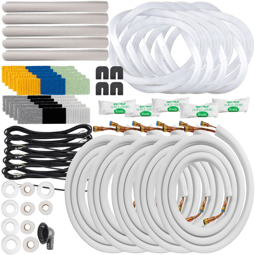 Klimaire DIY 42,000 BTU 5-Zone Regular Heat Wall Mounted Mini Split Heat Pump | 22 SEER2 | 9k + 12k + 12k + 12k + 12k | R454B | KMIP