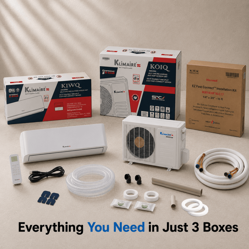 Klimaire DIY 9,000 Btu 24 SEER2 Single Zone Quick Connect Mini-Split Wall Mount | 115V | KOIQ-KIWQ