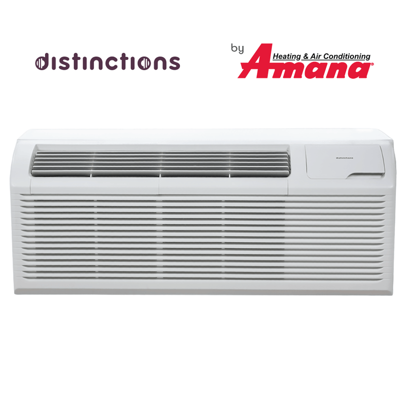 Distinctions PTAC 12,000 BTU Air Conditioner Heat Pump DHP123J35BA with 3.5 KW Heater 20 Amp Plug