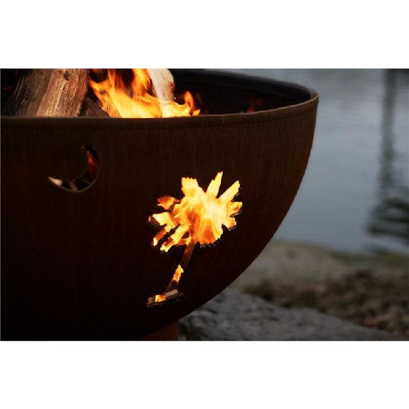 Fire Pit Art Tropical Moon Gas Fire with Penta 24'' Burner Match Lit