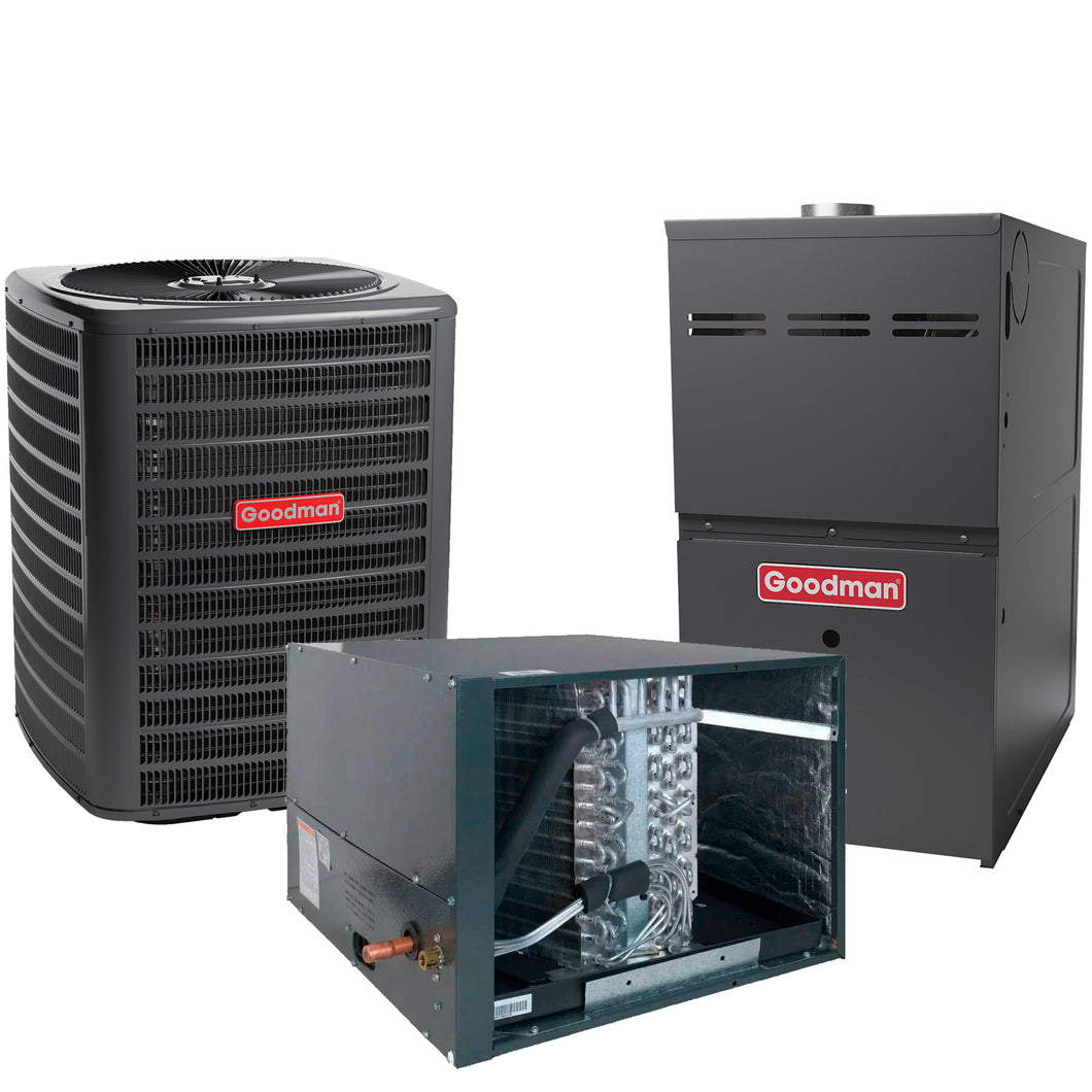 Goodman 5 Ton Cooling 120,000 BTU Heating - Air Conditioner 14 SEER2  + Multi Speed Gas Furnace System 80% AFUE Horizontal