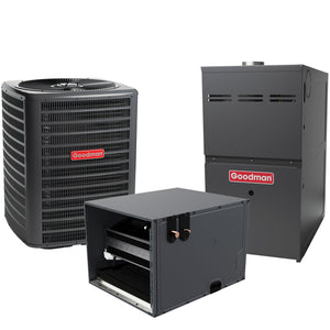 Goodman 1.5 Ton Cooling 60,000 BTU Heating - Air Conditioner 14.5 SEER2  + Multi Speed Gas Furnace System 80% AFUE Horizontal 1