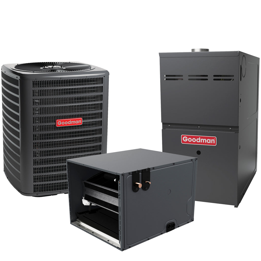 Goodman 1.5 Ton Cooling 60,000 BTU Heating - Air Conditioner 14.5 SEER2  + Multi Speed Gas Furnace System 80% AFUE Horizontal