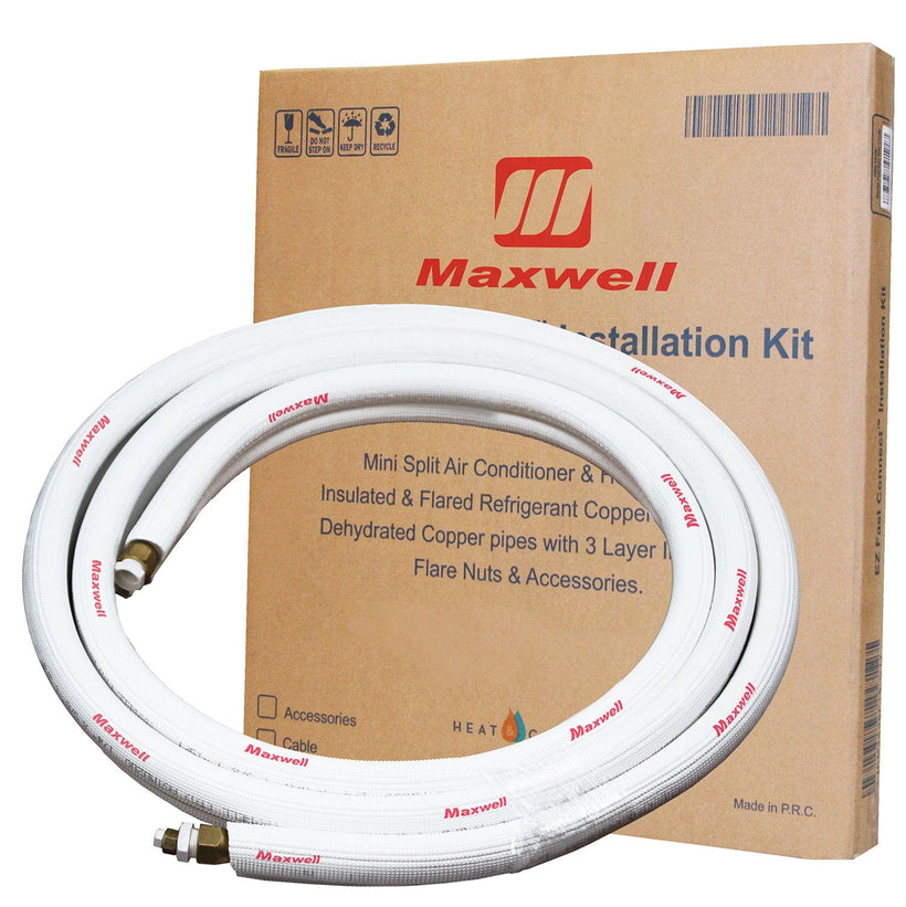 50 Ft Mini Split Line Set – 1/4” x 1/2” Flared Insulated Copper