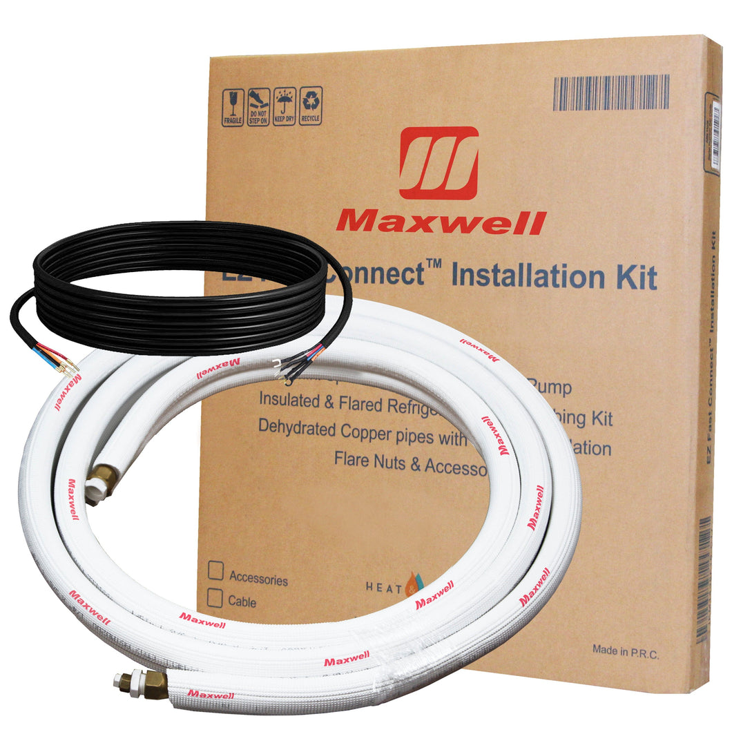 16 Ft Mini Split Line Set – 1/4” x 3/8” Flared Insulated Copper + Communication Cable & Accessories